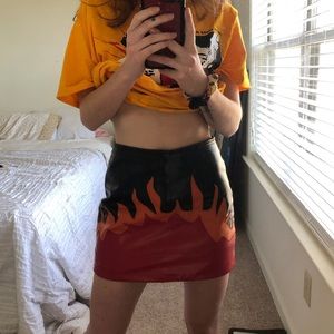 nasty gal leather flame skirt